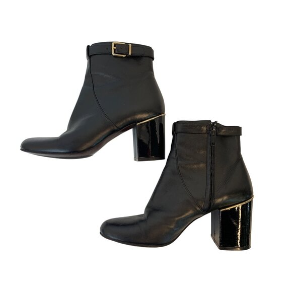 Robert Clergerie Black Butter Leather Ankle Boots Chunky Heels France F9063 - Picture 1 of 10